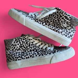 Madewell Women's High-Top Cheetah Print Sneakers  Black and White 7.5